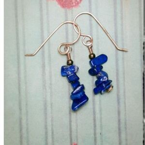 artisan earrings 437#mfs NEW boho Lapis blue gemstone earrings cottagecore fairy